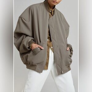 Frankie Shop Lumi Bomber Jacket Dark Olive